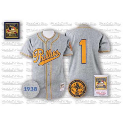 Men's 1938 Mitchell & Ness Chuck Klein Gray Philadelphia Phillies Authentic  Throwback Jersey, Size: 52