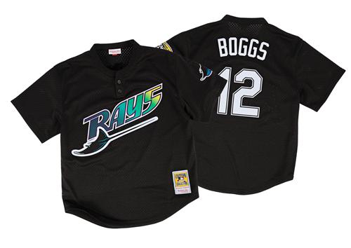 Mitchell And Ness 1998 Rays #12 Wade Boggs Black Throwback Stitched MLB ...