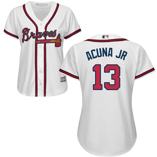 Braves #13 Ronald Acuna Jr. Pink Fashion Women's Stitched MLB Jersey ...