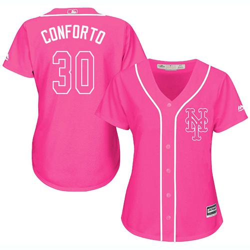 Mets #30 Michael Conforto Pink Fashion Women's Stitched MLB Jersey ...