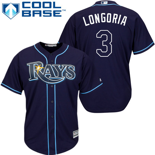 Tampa Bay Rays #3 Evan Longoria Light Blue Cool Base MLB Jersey on sale,for  Cheap,wholesale from China